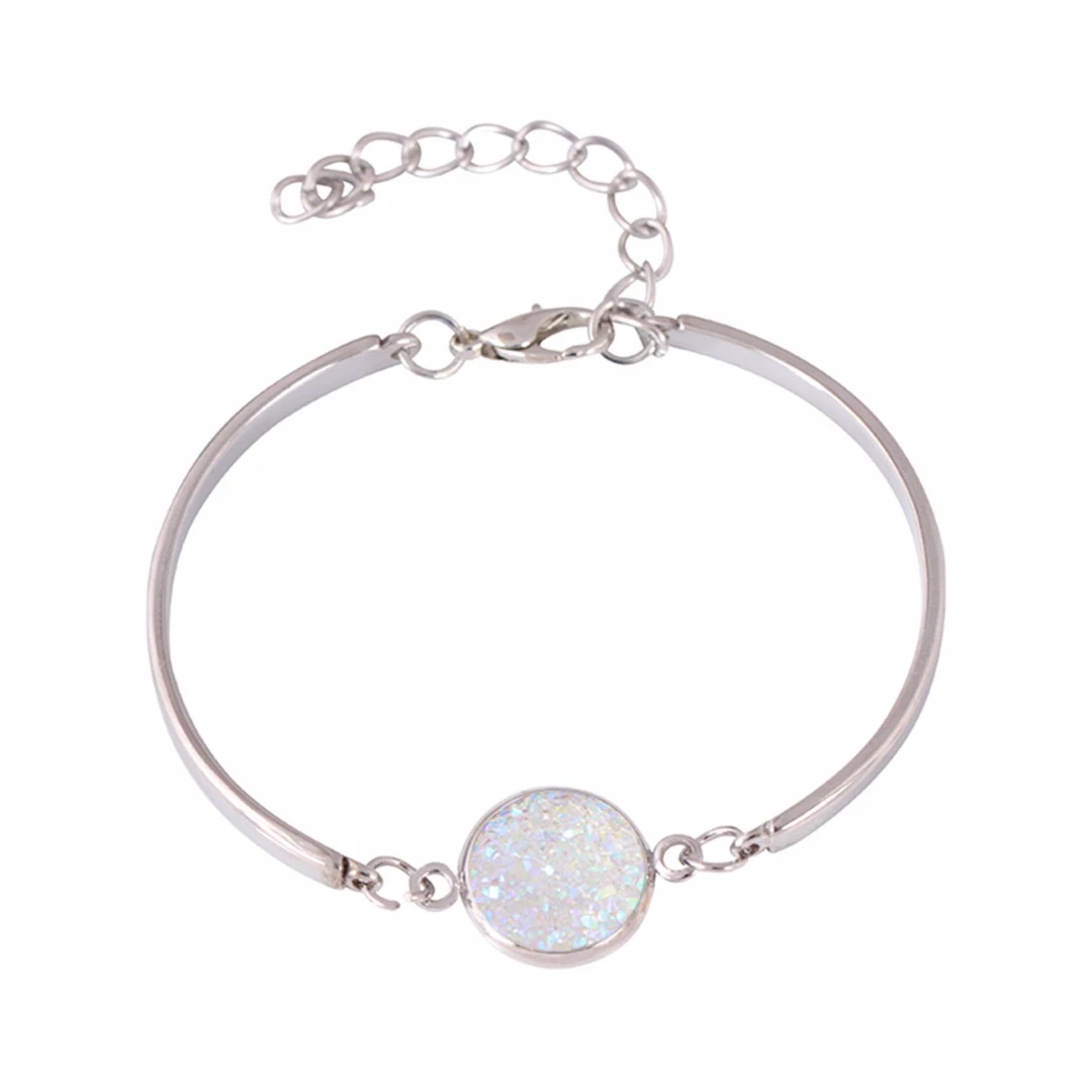 Shellhard Trendy Women Bangle Bracelet Simple Silver Gold Bling Bling  Hand Chain Wedding Jewelry Girls Children Valentine Gift