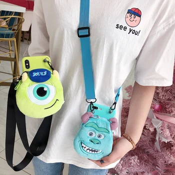

Sam S10 monsters Pouch Case Cute Sullivan Mike wallet Shell kids gift for Samsung Galaxy S9 plus S8 Note8 note9 bag cover +strap