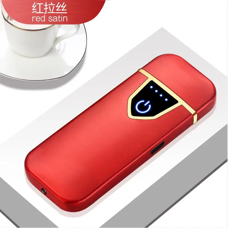 USB Charging Lighter Touch Sensing Windproof Electronic Ultra-Thin Electric Heating Wire Cigarette Lighter Environmental Protect