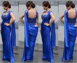Королевский синий пол длина Аппликации пикантные красивое поступление кружево Вечерние платья 2019 Пром платье абайя халат de soiree вечернее