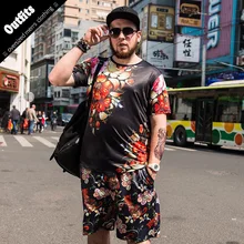 Летний Для мужчин набор спортивных костюм короткий рукав Футболка+ Шорты для женщин комплект из двух предметов тренировочный костюм быстрое высыхание спортивный костюм для Для мужчин 6xl