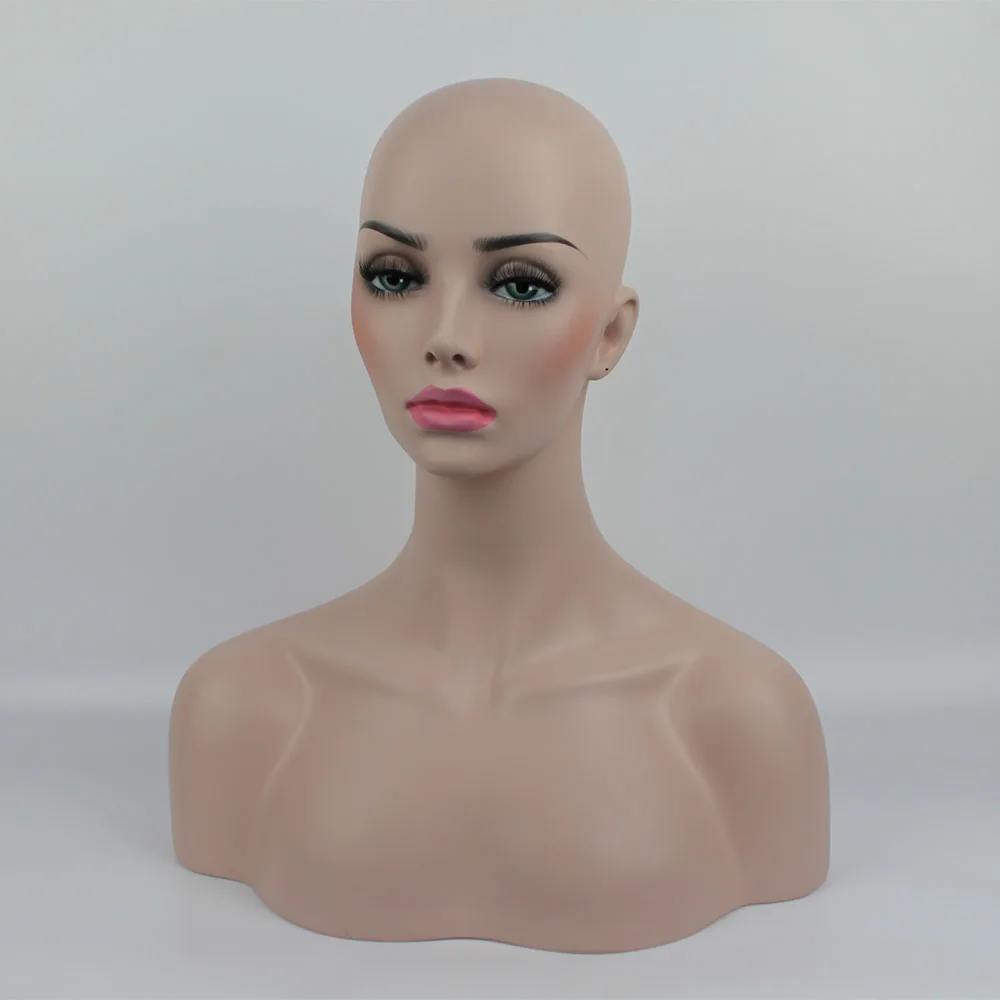 Fiberglass Realistic Female Manikin Mannequin Dummy Head Bust For Hat