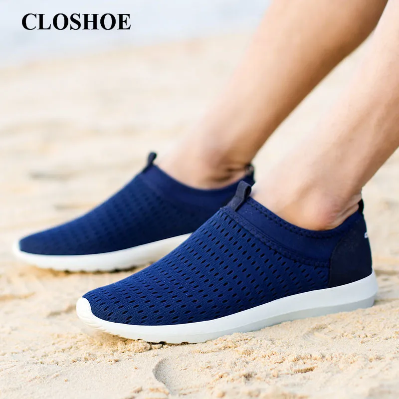 

CLOSHOE Summer Net Shoe Male Breathable Movement Net Face Shoe One Foot Pedals Recreational and Light Comfortable Run Shoe