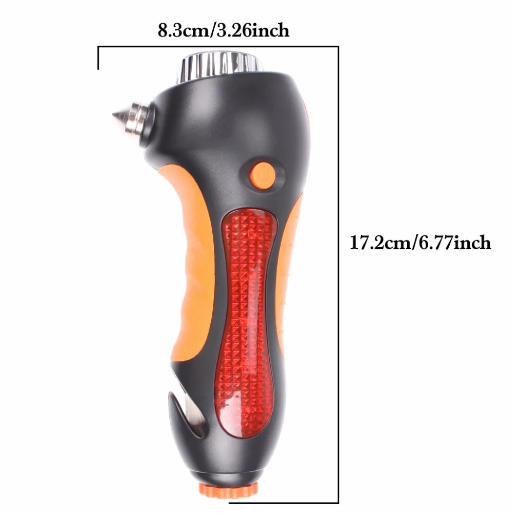 Автомобильный молоток безопасности 6-в-1 спасательные комплект оконный брейкер, флэш-светильник свисток с помощью ремней безопасности резак магнит Предупреждение светильник для авто
