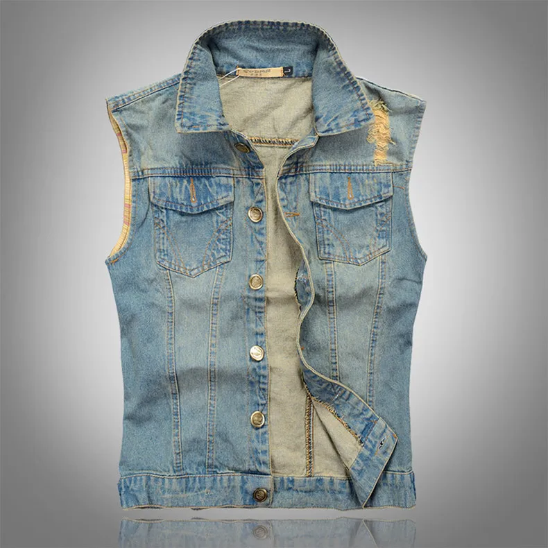 mens denim sleeveless jacket