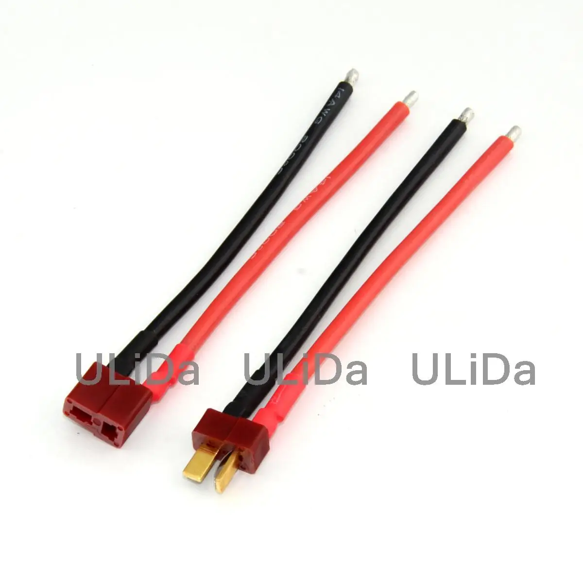 

2Pcs T Plug Connector Male/Female with Housing 10CM Flexible Silicon Wire 14AWG