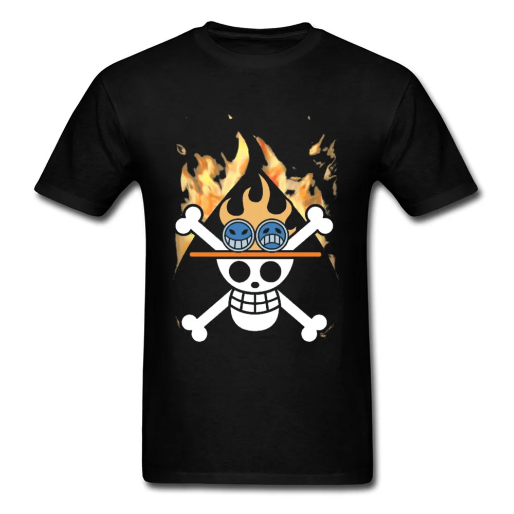 Первый Эйс в огне Футболка мужская цельная футболка соломенная шляпа пиратские группы Топы И Футболки логотип черепа футболка Brothership Luffy футболки 3XL - Цвет: 0211ONE270 black