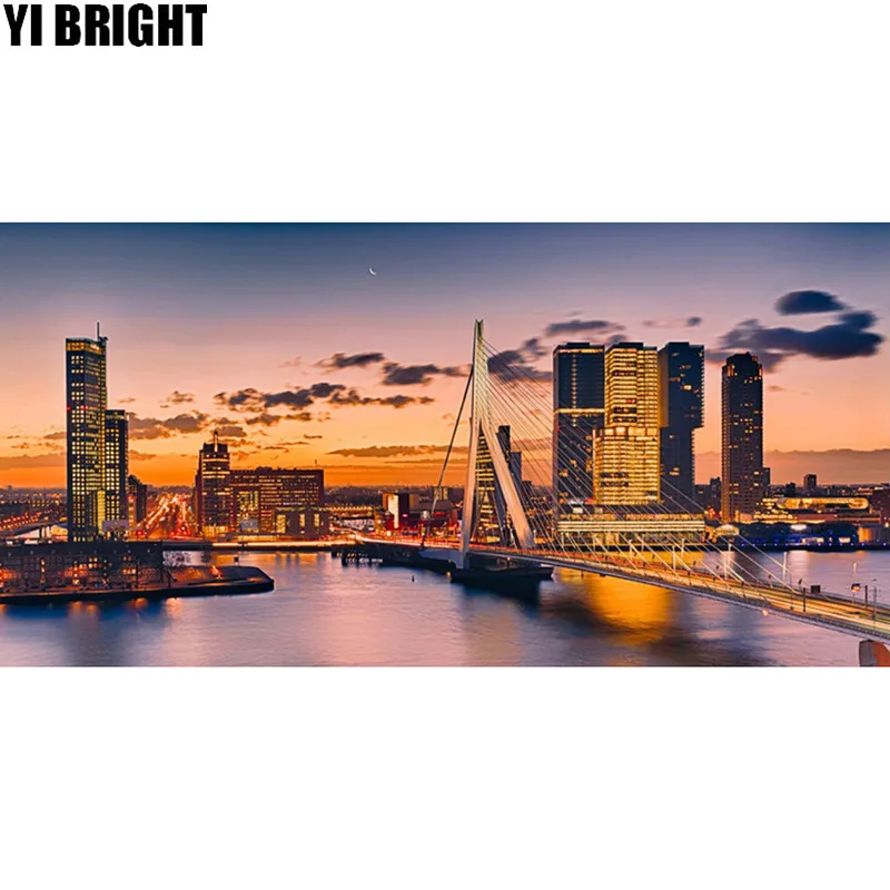 5D DIY Diamond embroidery Rotterdam Bridge diamond painting Cross