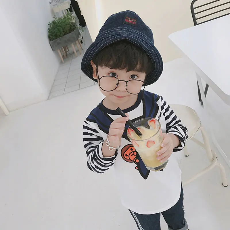 

SFT-114 Sengfei New Autumn Children Baby Boys Clothes Letter Full Sleeve Navy Wind Sailor Scarf Printed T-shirts