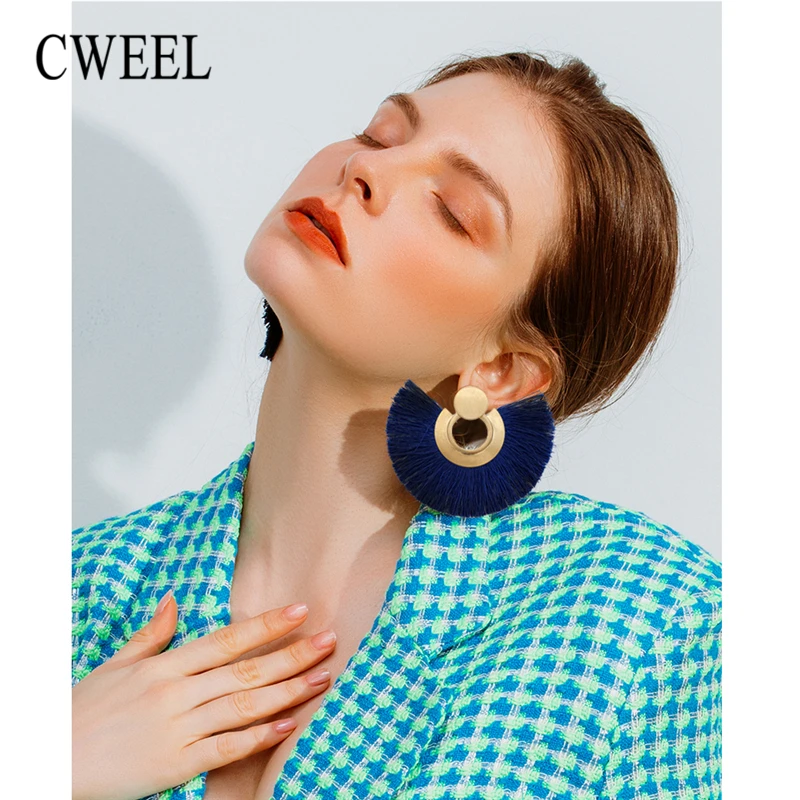 CWEEL модные серьги для женщин с кисточками женские 2019 Бохо эффектные круглые
