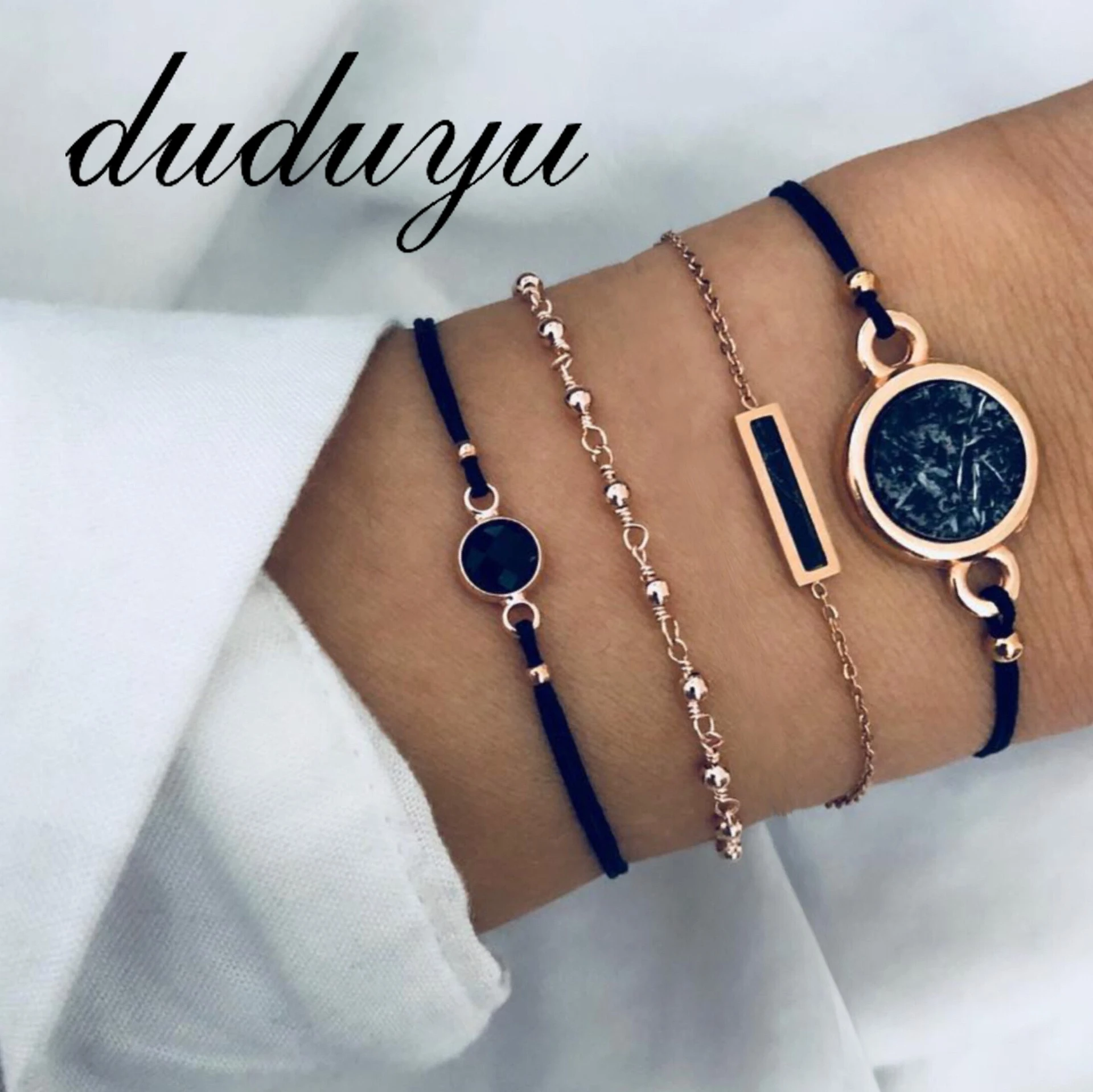 4 шт./компл. Boho Женская мода натуральный камень геометрический прямоугольник