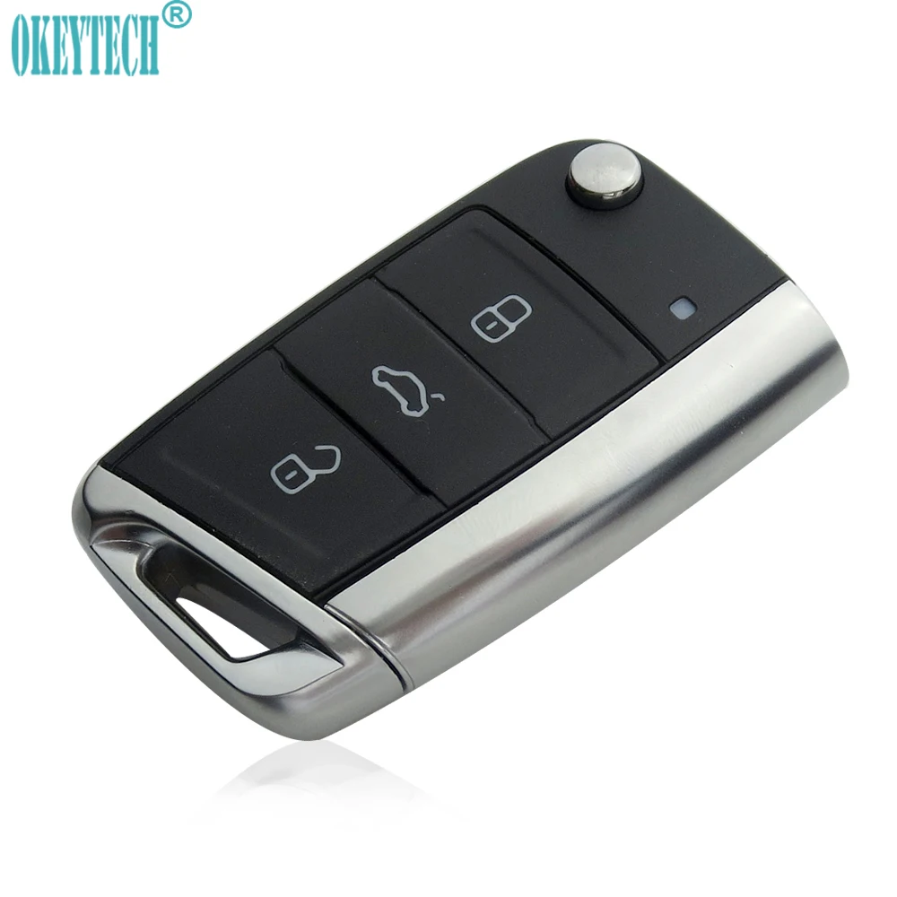 Чехол для автомобильного ключа OkeyTech с 3 кнопками Switchblade для Volkswagen для VW Golf 3 4 7 для Skoda для сиденья, дистанционный складной автоматический ключ