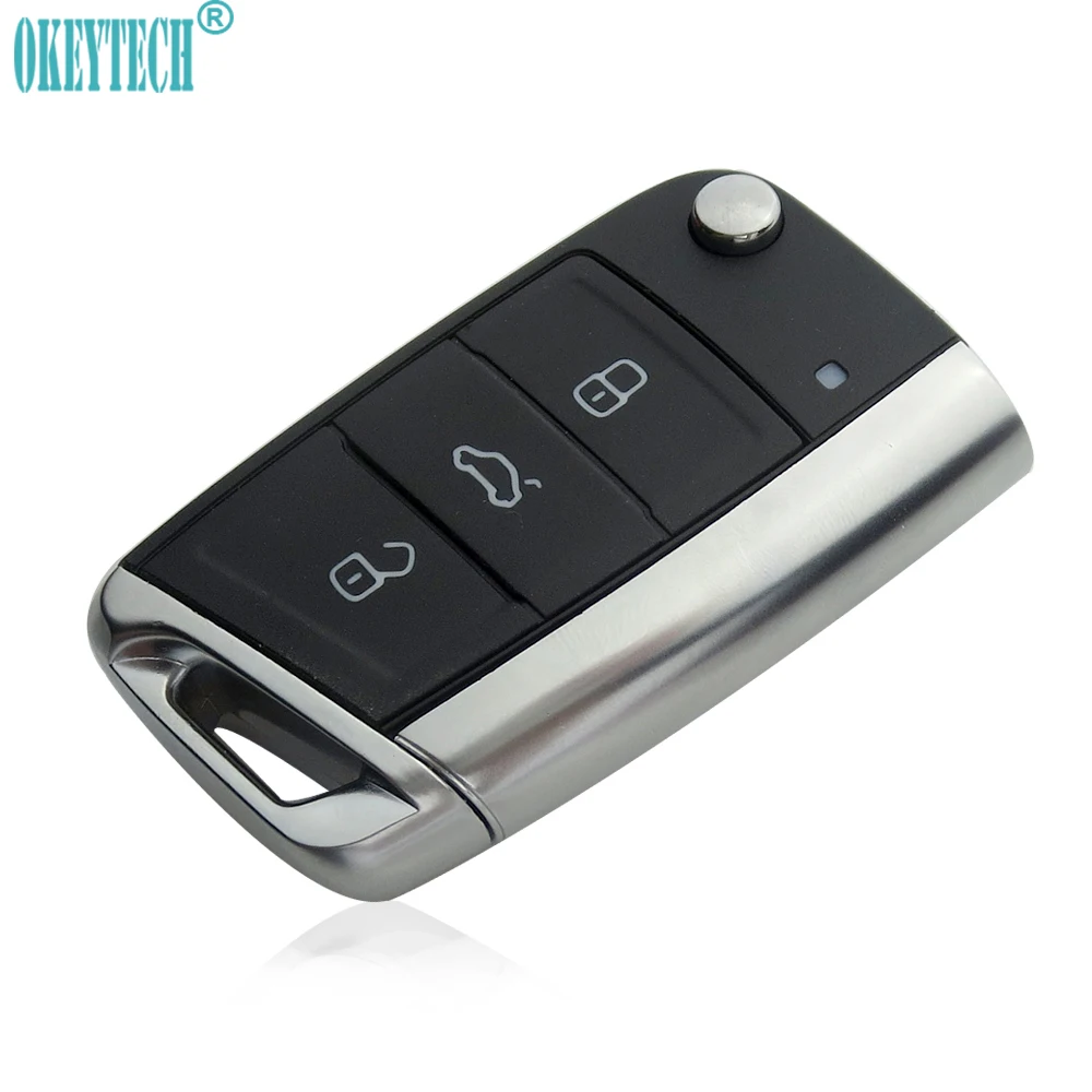 

OkeyTech 3 Button Switchblade Flip key Car Key Case For Volkswagen for VW Golf 3 4 7 for Skoda for seat Remote Folding Auto Key