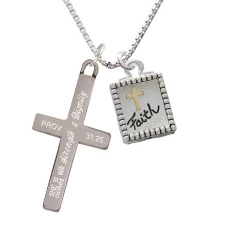 Shadow Box ''Faith'' with Gold Tone Cross - Strength and Dignity - Cross Necklace (1)