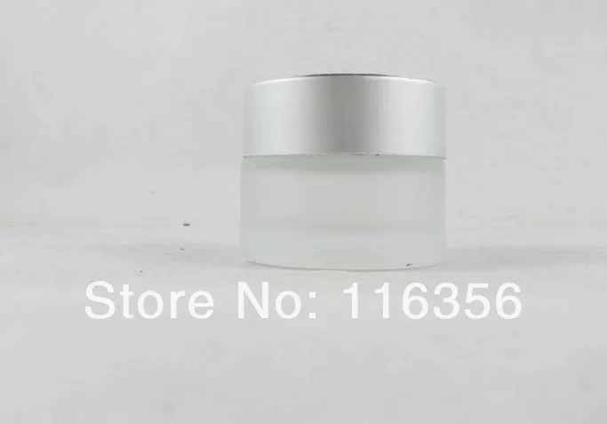 

15G frosted glass cream jar with silver matt cap
