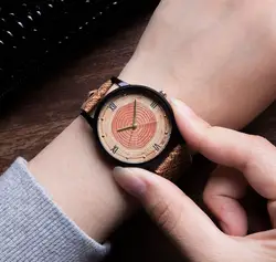 2017, Новая мода древесины смотреть Для женщин кварцевые часы ulzzang брендовые кожаные наручные женские часы подарка женский Relogio feminino