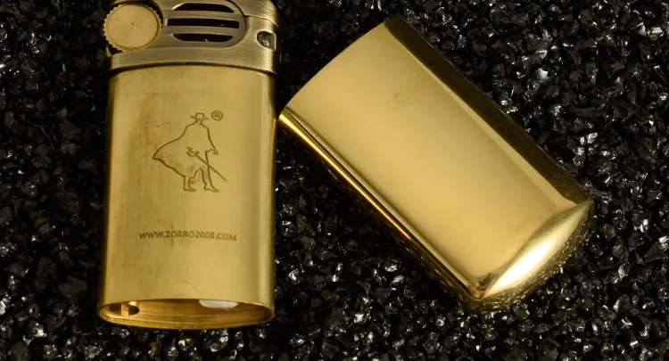 ZORRO винтажная латунная ветрозащитная бензиновая зажигалка для мужчин, зажигалка для сигарет