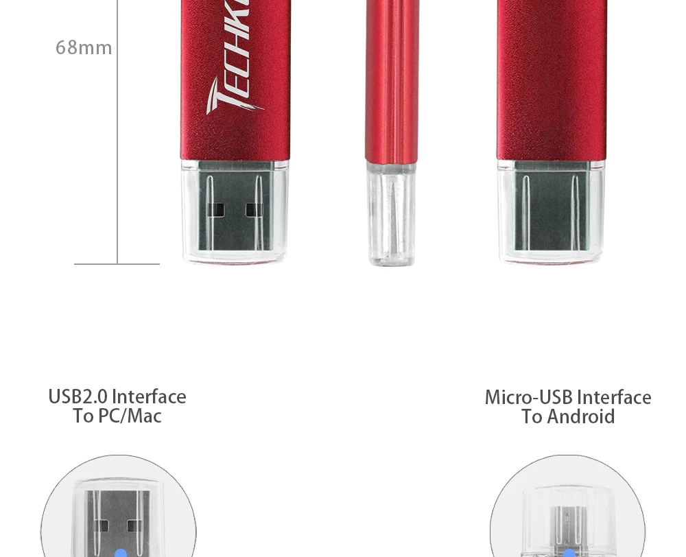 Новинка TECHKEY OTG usb 2,0 32gb usb флеш-накопитель 2,0 64gb флеш-накопитель 16gb memoria cel usb флеш-накопитель в подарок для samsung mobile