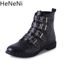 New Women's Leather Boots Ankle Motorcycle Rivets Women boots Fashion shoes Women Autumn Winter Punk boots Shoes New Women's Leather Boots Ankle Motorcycle Rivets Women boots Fashion shoes Women Autumn Winter Punk boots Shoes