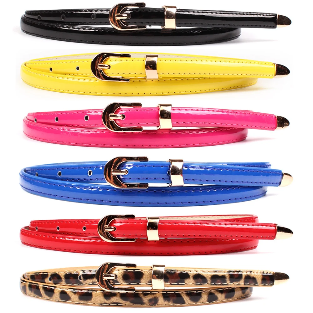 

Women Golden Metal Pin Buckle PU Leather Belt Ladies 0.5Skinny Belts BLTYN0087