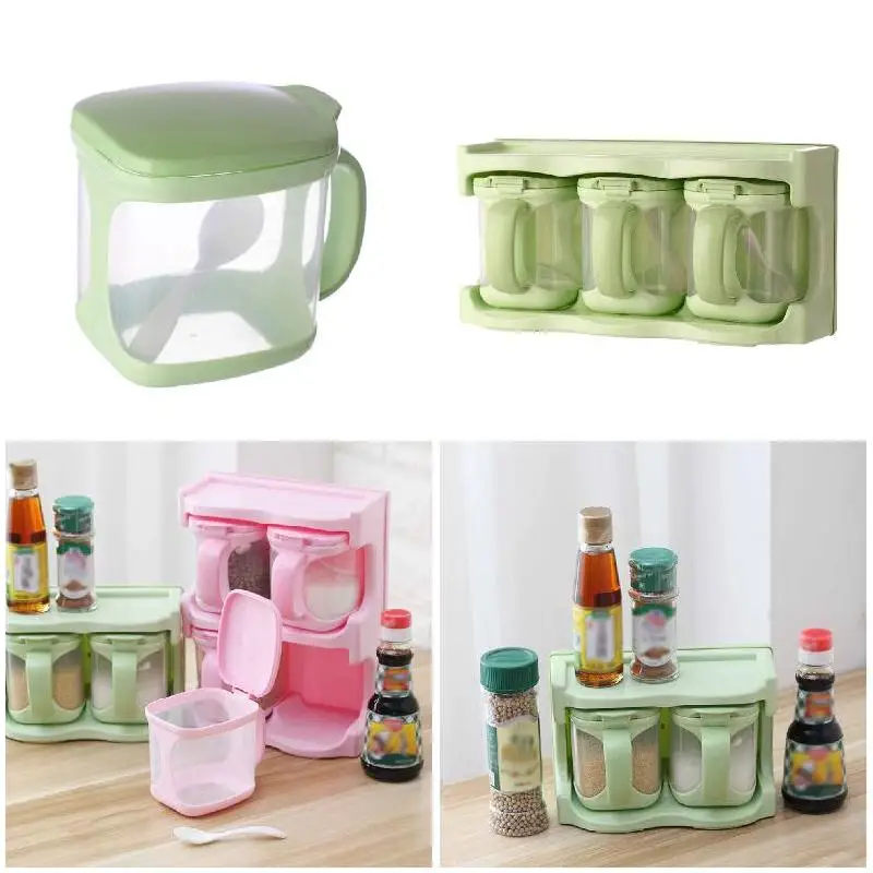 

Seasoning Box Storage Containers Condiment Plastic Spice Jars Dispenser For Salt Sugar Cruet RT99