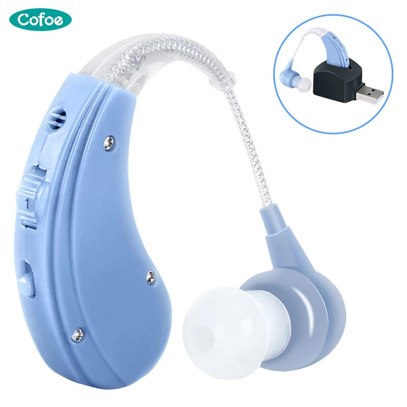 Cofoe BTE Hearing Aid Sound Amplifier Ear Care Tools Rechargeable Adjustable Hearing Aids for The Elderly/Hearing Loss Patient