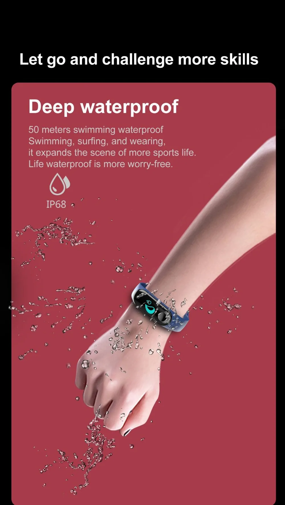 Torntisc W3 Fitness Bracelet Color-screen IP68 Waterproof blood pressure Oxygen Monitor sport Heart Rate Smart band pk mi band 3 (7)