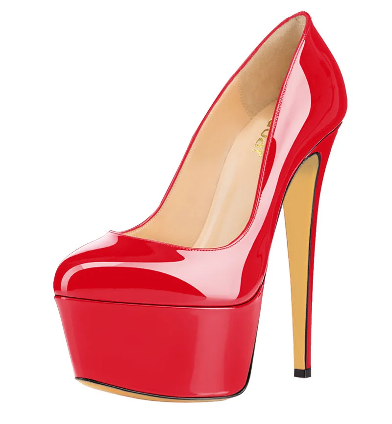 

2019 Women Platform Pumps 16CM High Heels Round Toe Party Shoes 2019 Slip-on Women Nightclub Shoes Plus Size EU35-46
