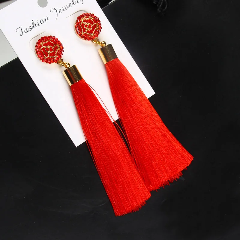 Rhinestone Long Tassel Earrings Jewelry in Earrings