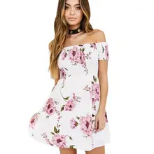 2017 summer dress vestidos de moda las mujeres dress a-line vestidos off vestidos de hombro floral playa ocasional partido de noche corto mini