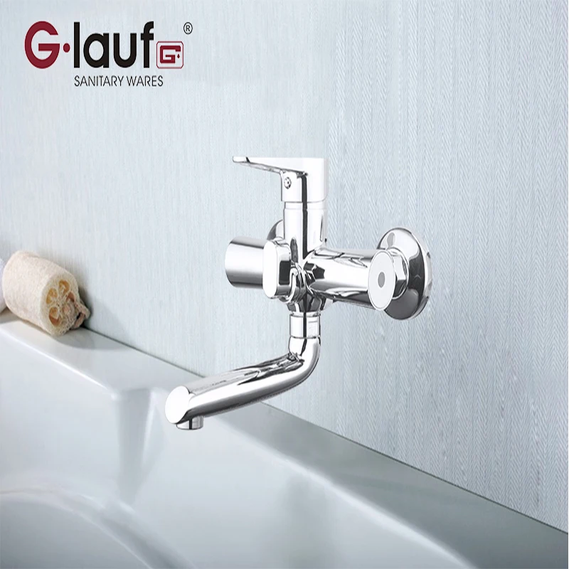 

Glauf Russia NUD3-A045 Ceramic Plate Spool Single Handle Hot&Cold Water Wall Mounted Contemporary Bathroom Faucets