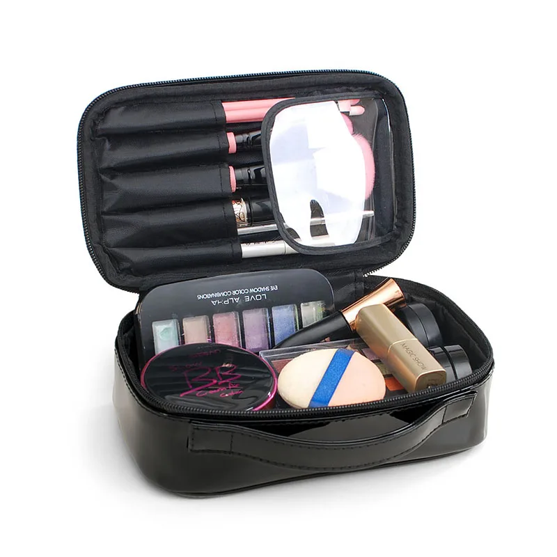 Patent Leather Makeup Bags Cute Women Cosmetic Bags Multifunctional