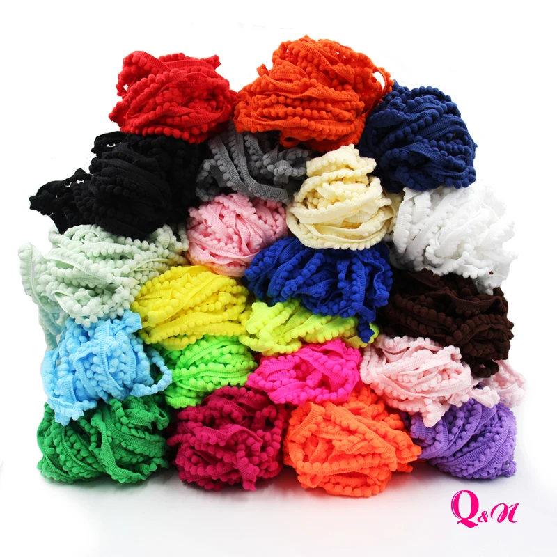 

Q&N 2yards/lot 12mm Pom Pom Trim Ball Braid Lace Fringe Ribbons Fabric DIY Sewing Handmade Accessory