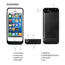 Black Color Battery Charger Case 4200mah Rechargeable Power Cases with Pop-out Viewing Stand for iPhone 5/5C/5S/SE Plus free