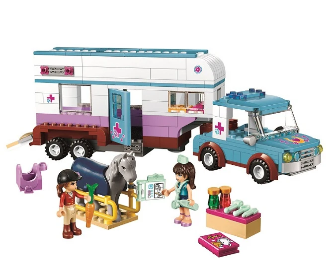 

Friends Series Horse Vet Trailer Touring Car Model Building Block Bricks Compatible With Legoe Friends 41125 dropshipping