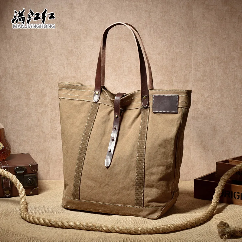 

Quality Safety Environmental Protection Canvas Bag Top-Handle Bags Vintage Men Women Handbag Totes Black Khaki Green 1538