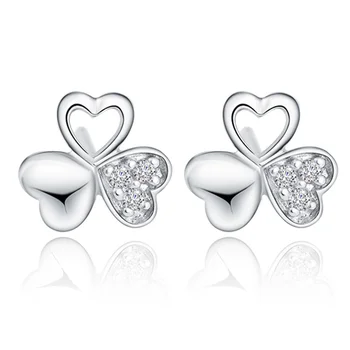 

brand S925 standard Silver Earrings inlay Clover heart-shaped Earrings Latest fashion free shipping