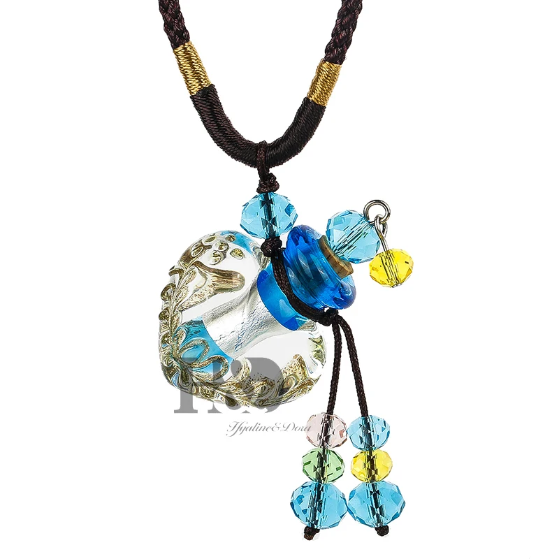 Новый ручной муранский Кристалл Стекло Сердце парфюмерная бутылочка-подвеска флакон цепочки и ожерелья барокко (со шнуром) духи украшение