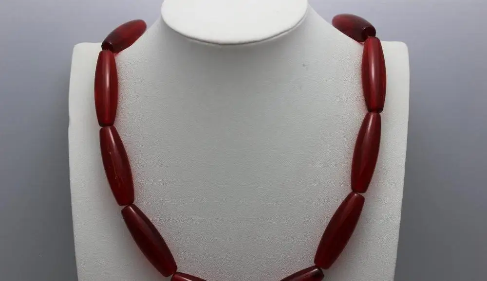 

Red Glass necklace DIY material 12x40mm 14-15INCH 5.24