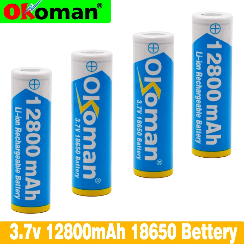 Okoman аккумулятор высокой емкости 18650 3 7 в 12800 мАч литий ионная аккумуляторная