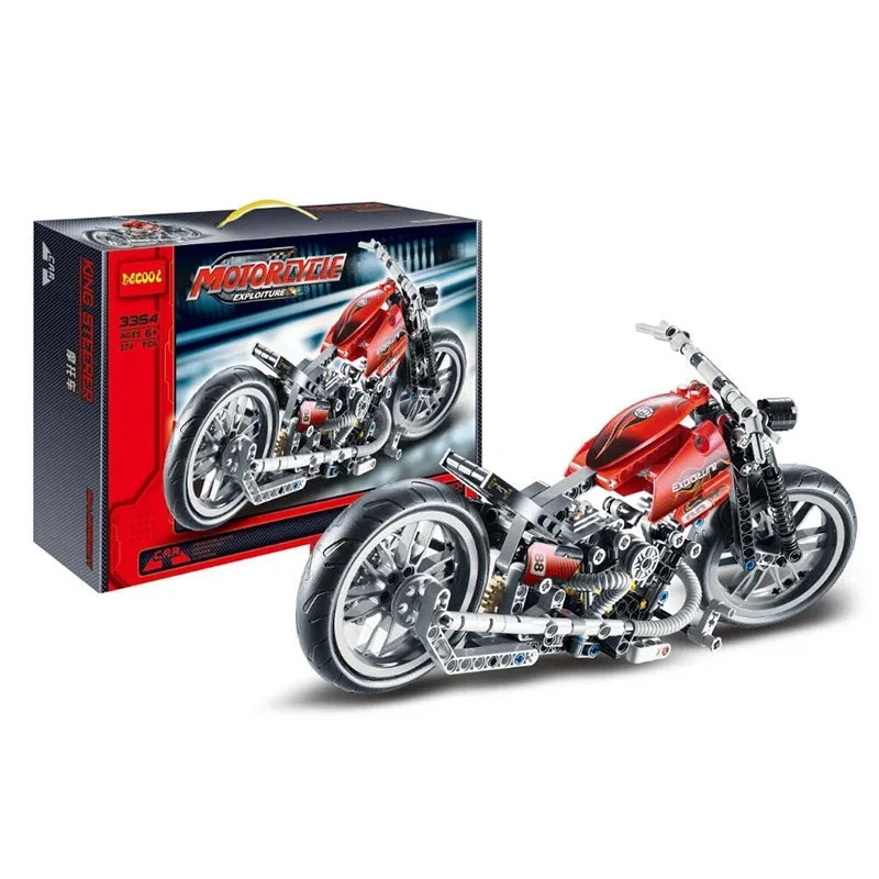 Technic мотоцикл Decool 3354 378 шт Technik скоростной гоночный мотоцикл Harley; транспортное средство Набор строительных блоков