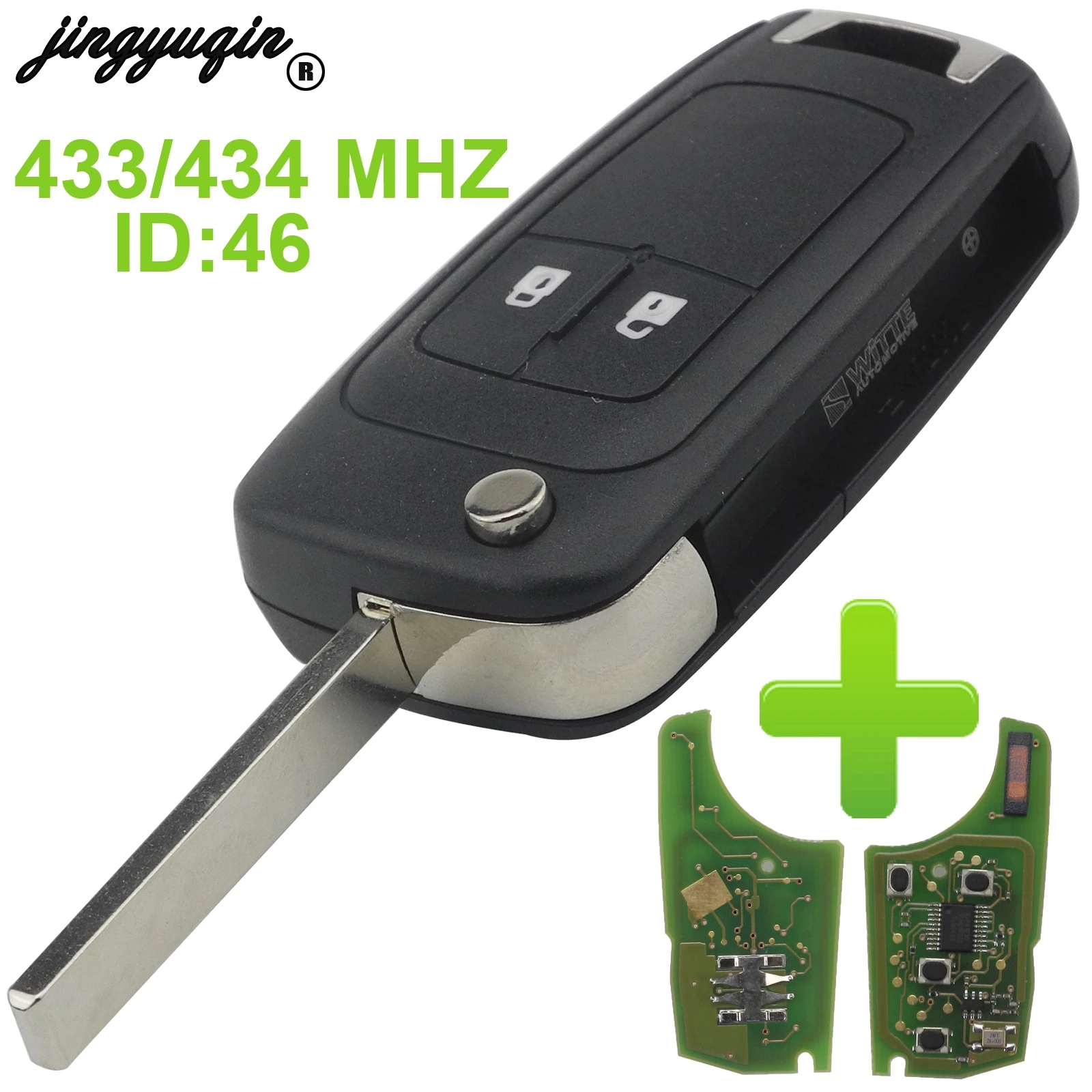 

jingyuqin Flip Folding Key Shell 433/434Mhz for Chevrolet Cruze Malibu Cruze Aveo Spark Sail Remote Keyless Fob 2 3 4 Button