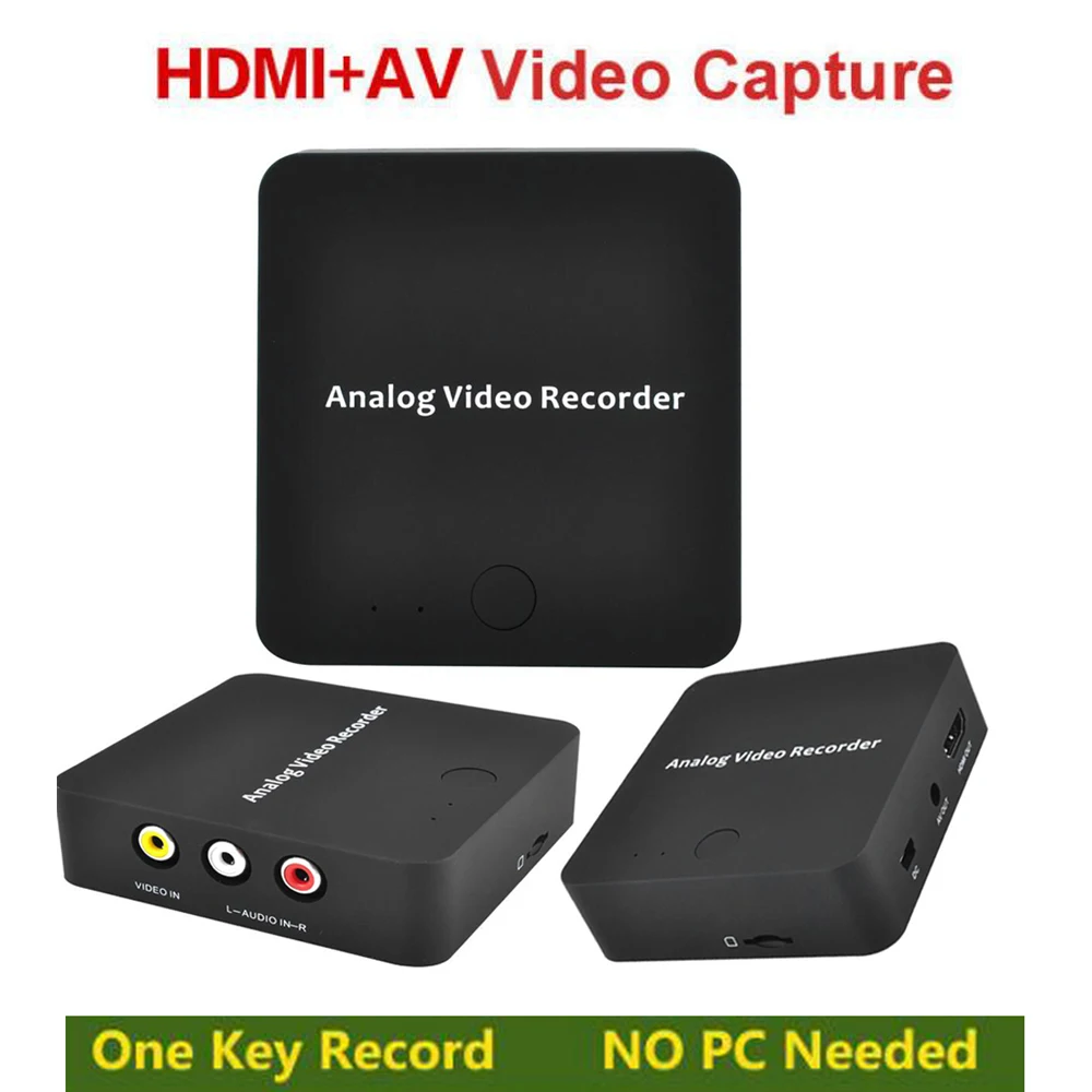 AV Capture Analoge to Digital Video Recorder Converter with Audio Video input AV HDMI Output to Micro SD Card No PC Required