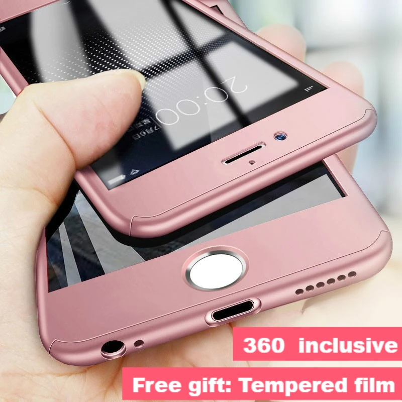 360 Full Protective Phone Case For iPhone 7 8 Plus 6 6s Cover XR Xs Max X 5 5S SE 10 Cases With Glass |