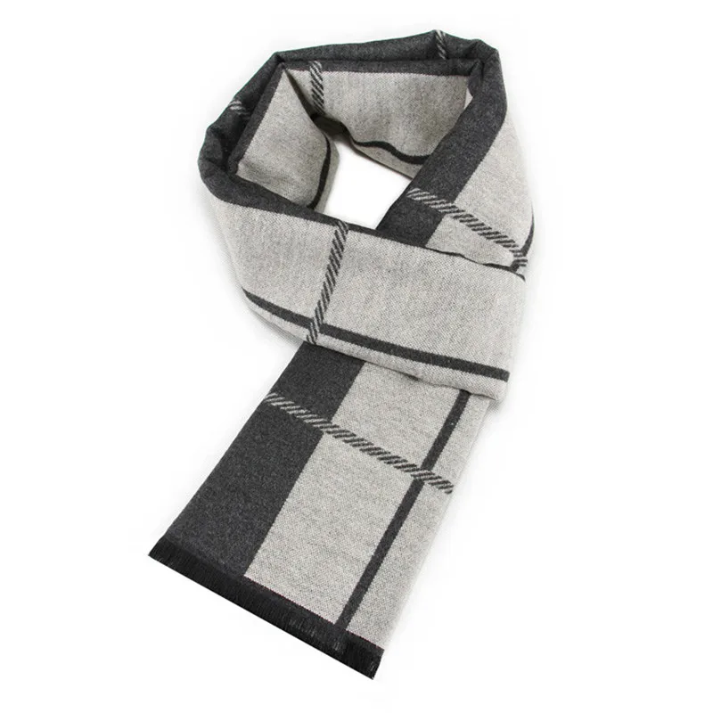 mens white scarf Winter Scarf Men Brand Pashmina Wraps Grey Striped Thicken Cashmere Long Scarves Man Fashion Designer Accessories High Quality men wearing scarves Scarves