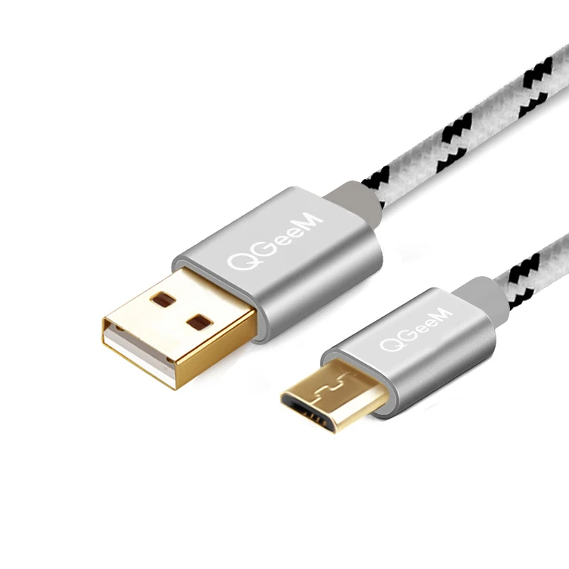 QGeeM Micro USB кабель для передачи данных для samsung Xiaomi hua wei Tablet Android usb зарядный шнур 1 м 2 м Micro usb - Цвет: silver