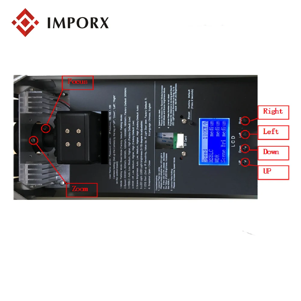 IMPORX Smart AHD Licence Plate Camera 1080P HD IR Night Vision 2MP ONVIF LPR Camera ANPR Car Number Recording Camera With 6-22mm