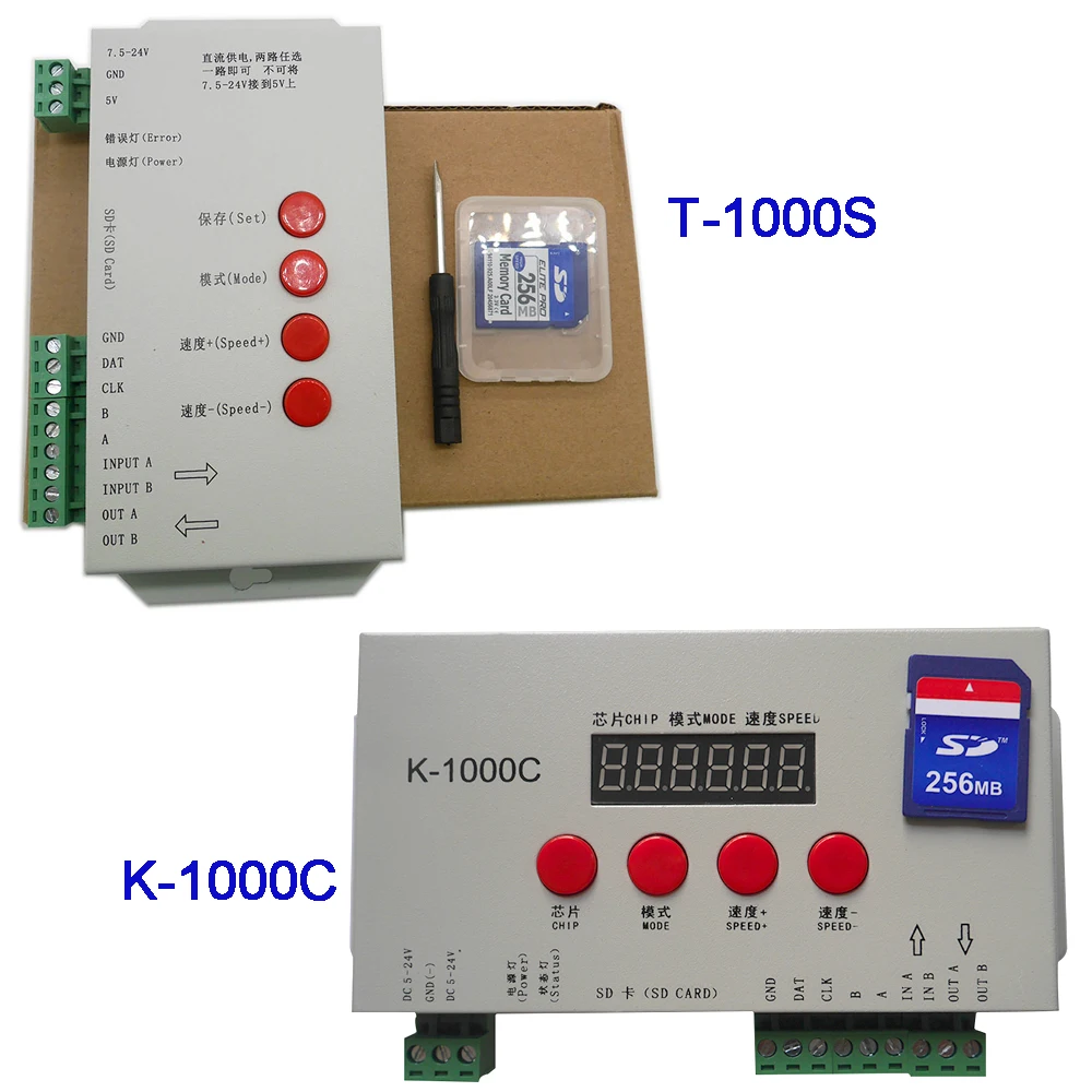 K-1000C(T-1000S обновляться) контроллер K1000C WS2812B, WS2811, APA102, T1000S WS2813 светодиодный 2048 Пиксели программный контроллер DC5-24V