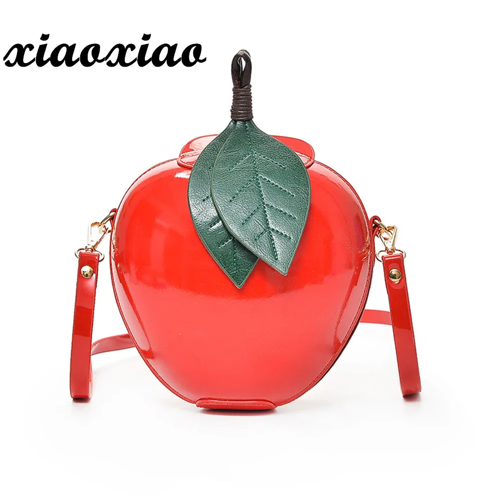

2018 New Hot Cute Cartoon Bags Apple Shape Shoulder Bag for Girls Mini Crossbody Bags Personality Purse Fashion Messenger Bag