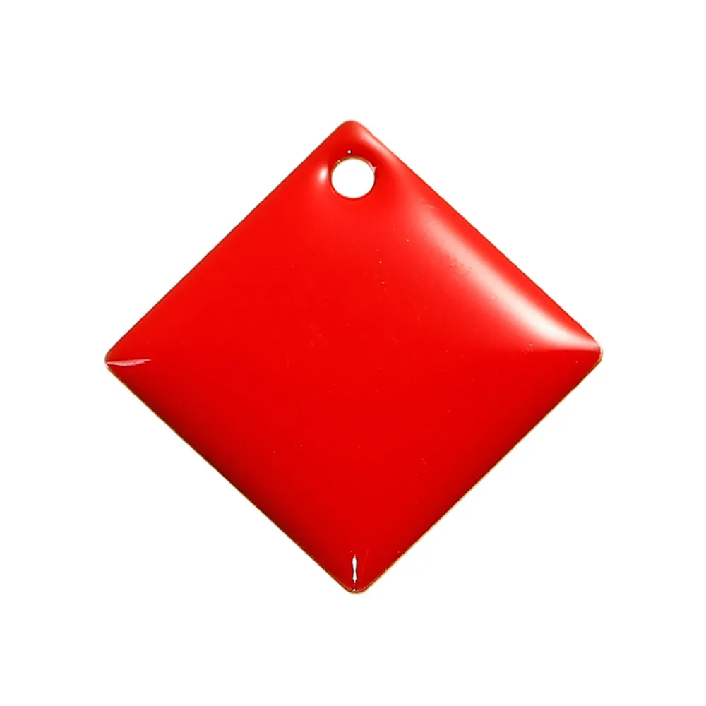 

Doreen Box Copper Enamelled Sequins Charms Multicolor Rhombus Unplated Enamel DIY Jewelry Components 24mm(1") x 24mm(1"), 5 PCs